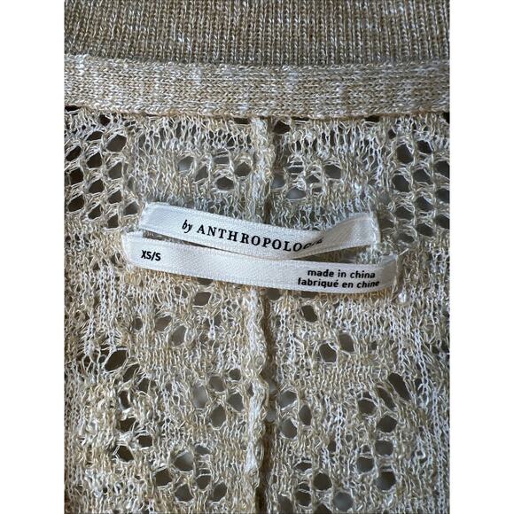 Anthropologie lace knitted adjustable cardigan beige women's XS Small Cropped - Picture 3 of 12